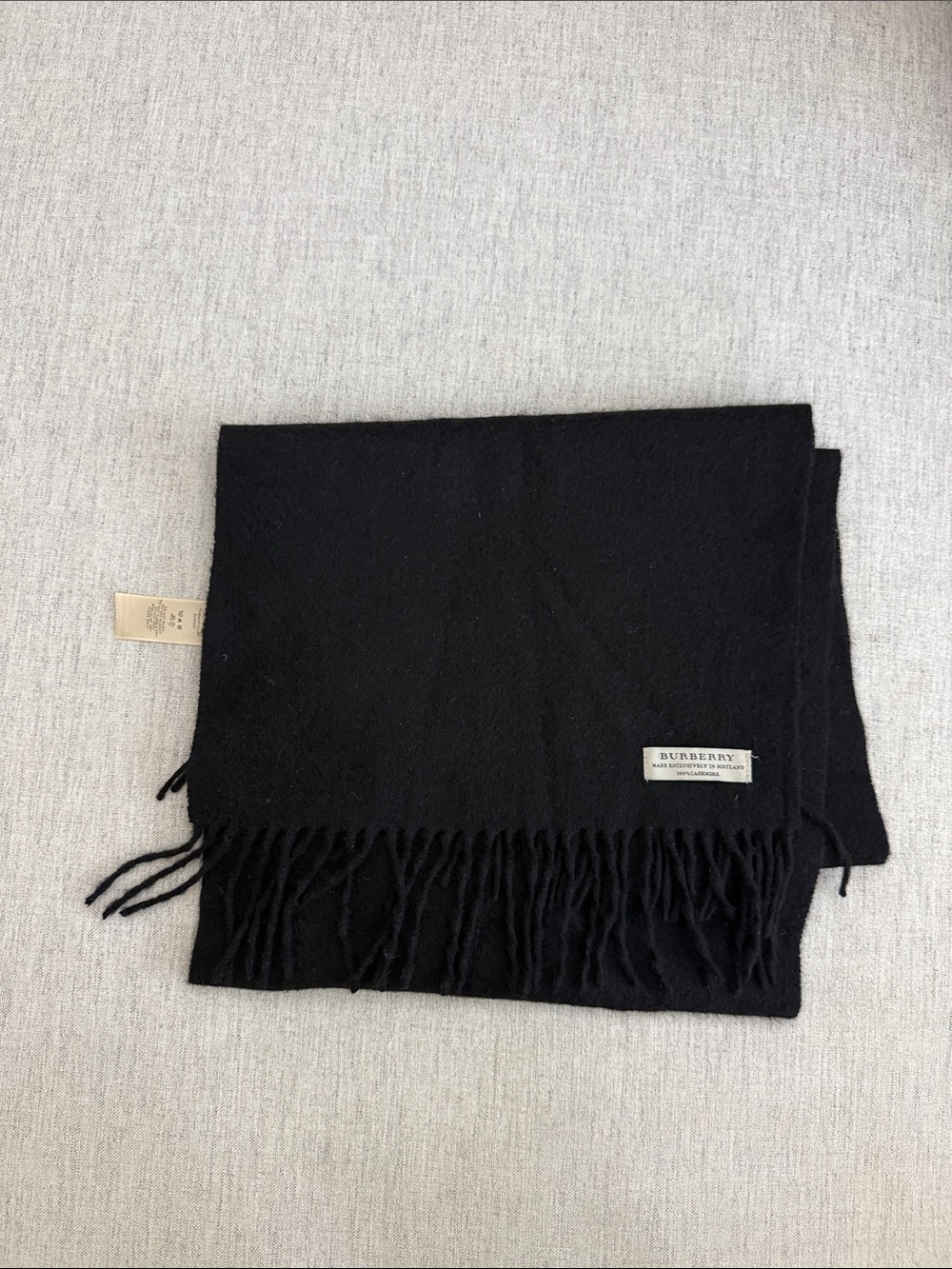 Burberry Black Wool Fringe Scarf